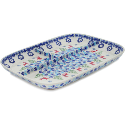 Polish Pottery Divided Dish 12&quot; Ring Around The Reindeer
