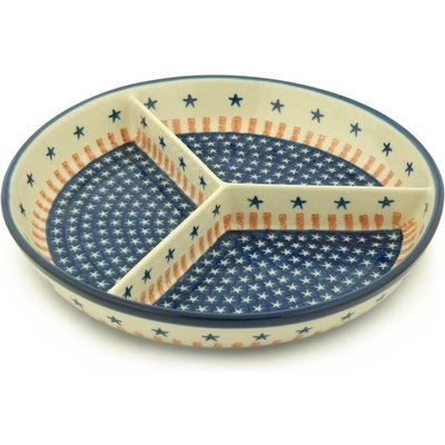 Polish Pottery Divided Dish 12&quot; Star Spangled Banner