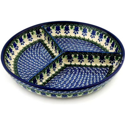 Polish Pottery Divided Dish 12&quot; Texas Bluebell