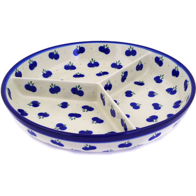 Polish Pottery Divided Dish 12&quot; Wild Blueberry