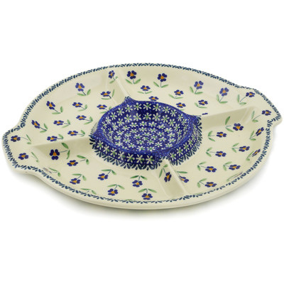 Polish Pottery Divided Dish 14&quot; Mariposa Lily