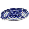 Polish Pottery Divided Dish 14&quot; Peacock Forget-me-not