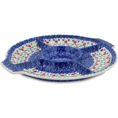 Polish Pottery Divided Dish 14&quot; Rings Of Happiness
