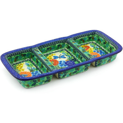 Polish Pottery Divided Dish 16&quot; Garden Delight UNIKAT