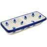 Polish Pottery Divided Dish 7" Blue Buds
