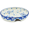Polish Pottery Divided Dish 7&quot; Blue Spring