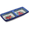 Polish Pottery Divided Dish 7" Red Pansy