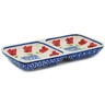 Polish Pottery Divided Dish 7&quot; Wind-blown Poppies