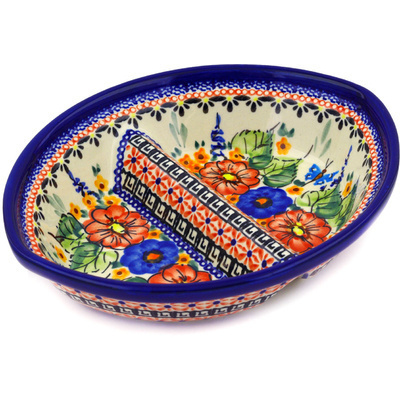 Polish Pottery Divided Dish 8&quot; Spring Splendor UNIKAT