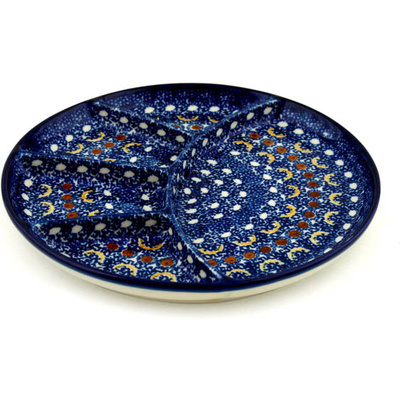 Polish Pottery Divided Dish 9&quot; Blue Horizons