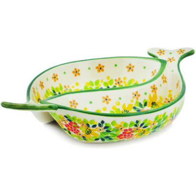 Polish Pottery Divided Dish 9" Bright Spring UNIKAT