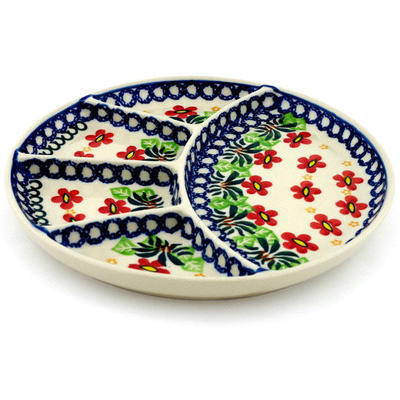 Polish Pottery Divided Dish 9&quot; Buenos Dias
