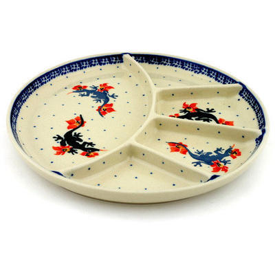 Polish Pottery Divided Dish 9&quot; Children&#039;s Dragon Play