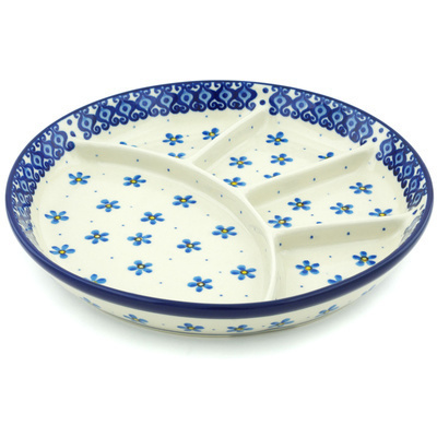 Polish Pottery Divided Dish 9&quot; Flower Doodle