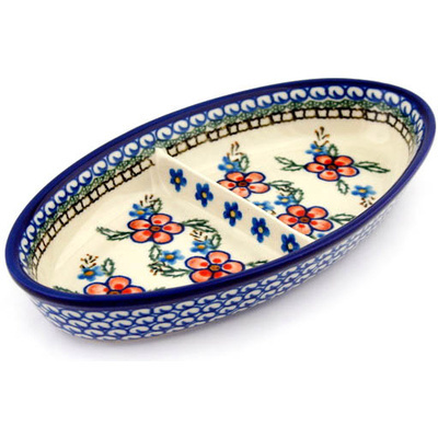 Polish Pottery Divided Dish 9&quot; Lancaster Rose