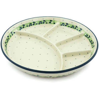 Polish Pottery Divided Dish 9&quot; Musical Dance