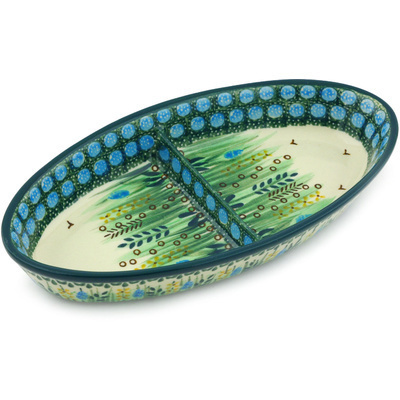 Polish Pottery Divided Dish 9&quot; Prairie Land UNIKAT