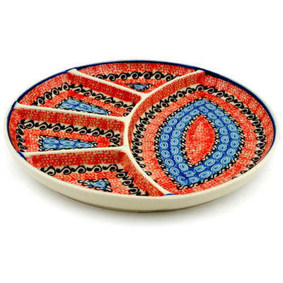 Polish Pottery Divided Dish 9&quot; Southwest Sunrise