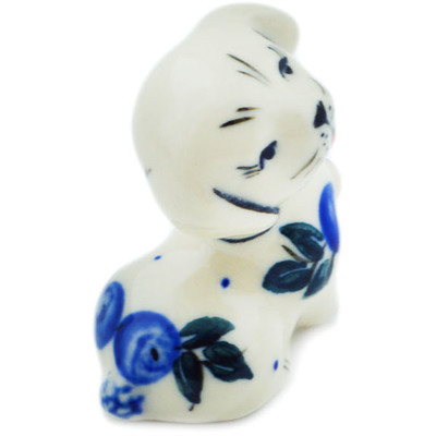 Polish Pottery Dog Figurine 2&quot; Blue Berry Special UNIKAT