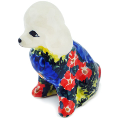 Polish Pottery Dog Figurine 3&quot; Blue Provance UNIKAT