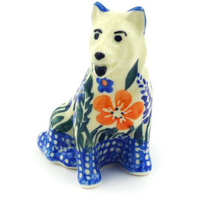 Polish Pottery Dog Figurine 3&quot;