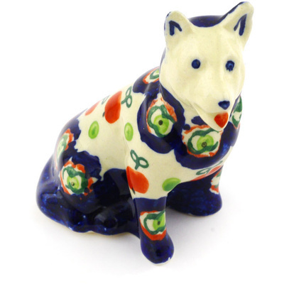 Polish Pottery Dog Figurine 3&quot;