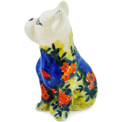 Polish Pottery Dog Figurine 4&quot; Azure Glory UNIKAT