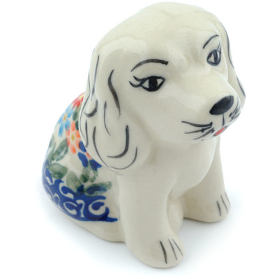 Polish Pottery Dog Figurine 4&quot; Blissful Daisy