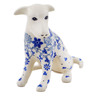 Polish Pottery Dog Figurine 4&quot; Blue Country Field
