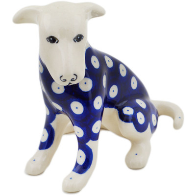 Polish Pottery Dog Figurine 4&quot; Blue Eyes