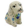 Polish Pottery Dog Figurine 4&quot; Blue Pansy