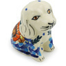 Polish Pottery Dog Figurine 4&quot; Bold Poppies UNIKAT