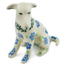 Polish Pottery Dog Figurine 4&quot; Daisy Blanket