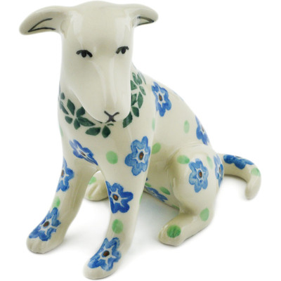 Polish Pottery Dog Figurine 4&quot; Daisy Blanket