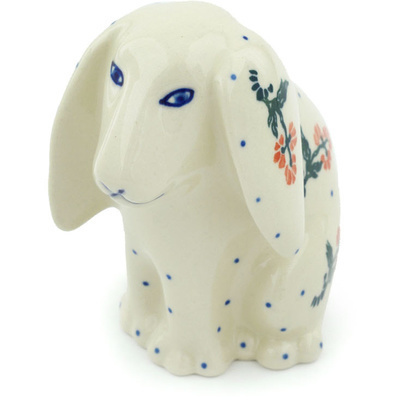 Polish Pottery Dog Figurine 4&quot; Floating Flowers