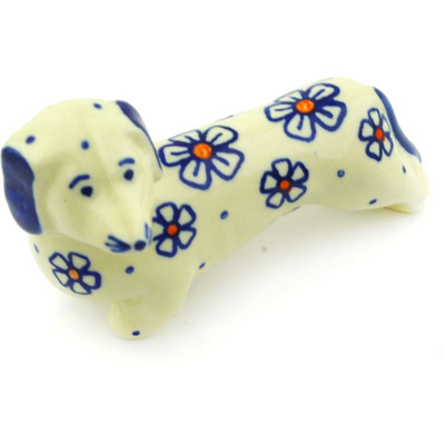 Polish Pottery Dog Figurine 4&quot;