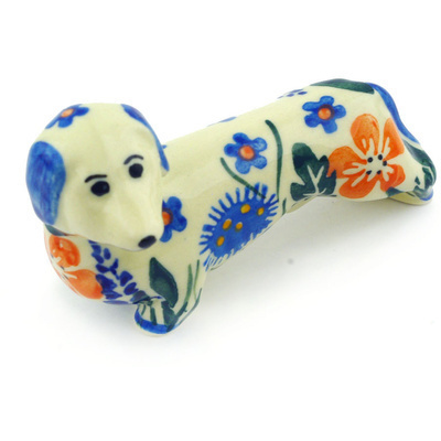 Polish Pottery Dog Figurine 4&quot;