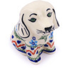 Polish Pottery Dog Figurine 4&quot; Little Blue Flowers