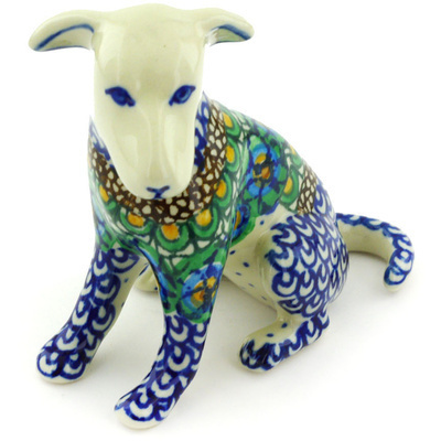 Polish Pottery Dog Figurine 4&quot; Mardi Gras UNIKAT