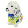 Polish Pottery Dog Figurine 4&quot; Maroon Blossoms
