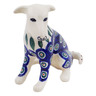 Polish Pottery Dog Figurine 4&quot; Peacock Leaves