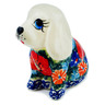 Polish Pottery Dog Figurine 4&quot; Pond Flowers UNIKAT