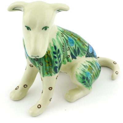 Polish Pottery Dog Figurine 4&quot; Prairie Land UNIKAT