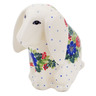 Polish Pottery Dog Figurine 4&quot; Springtime Wreath