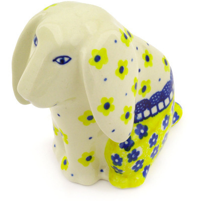 Polish Pottery Dog Figurine 4&quot; Sunshine