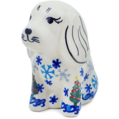 Polish Pottery Dog Figurine 4&quot; Winter Gnome