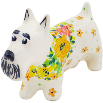 Polish Pottery Dog Figurine 5&quot; Bright Spring UNIKAT