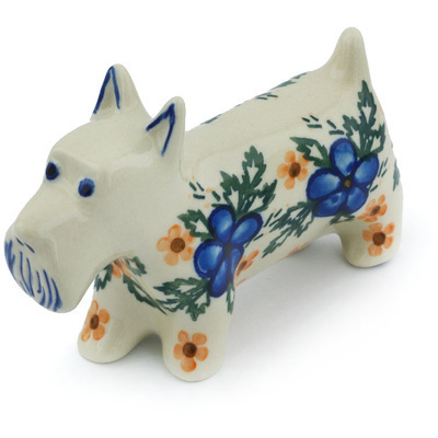 Polish Pottery Dog Figurine 5&quot; Cobblestone Garden