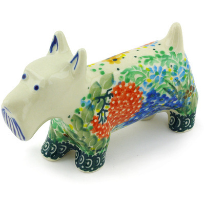 Polish Pottery Dog Figurine 5&quot; Garden Delight UNIKAT