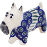 Polish Pottery Dog Figurine 5&quot; Peacock Leaves